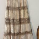 NWT NAOO cream and gold shimmer tiered peasant style maxi skirt size medium Tan Photo 5