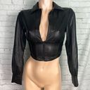 Meshki  Black Pleather Zipper Front Corset style Fitted Top XS Photo 0