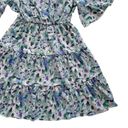 a.n.a -Kaci Dress Lavender Green Floral Flutter Short Sleeve Tiered Boho Small Photo 8