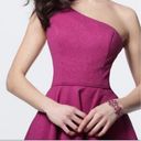 Jovani NEW  SZ 8 FUCHSIA SHIMMER ONE SHOULDER FORMAL COCKTAIL DRESS WITH POCKETS Photo 14