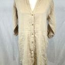 Solai the Label beige 100% cotton linen shirt dress with pockets size small Tan Photo 0