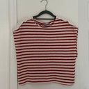 ZARA Red and White Striped Top with Button Details on Shoulder Photo 0