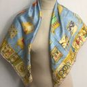 Cherubs and Demitasse Cup Printed Silk Scarf Blue and Gold Square EUC Photo 1