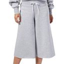 Reebok  Studio High Waisted Wide Leg Cropped Sweatpants Heather Grey Small Photo 0