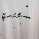 The Moon BaeVely “fly me to ” Embroidered Short Sleeve White Tee size Large Photo 2