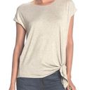 Max Studio New  Knotted Hem Cap Sleeve Tee Knit Jersey Heather Pebble Photo 0