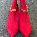 Jessica Simpson NEW  Valyn 4 Bootie Wicked Red Gold Chain Pointy Toe Women’s 9 Photo 1