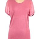 White House | Black Market  WHBM Woven Short Sleeve Top Pink Mixed Media Knit Work Photo 3