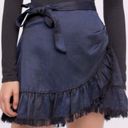 Free People One Tuxedo Faux Wrap Asymmetrical Ruffled Hem Tie Waist Mini Skirt 6 Photo 0