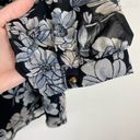 Luna  Project Black & White Floral Long Sleeve Pintucked Blouse Size M Photo 2