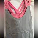 Lululemon  Sky Grey & Pink Built in Sports Bra running tank top size 4. Photo 1