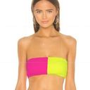 PilyQ  Pink Yellow Colorblock Bandeau Bikini Top LARGE Waffle Convertible NEW Photo 0