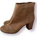 Toms Women's Lunata Suede Boho Ankle Boots Beige Tan Camel Size 12 Block Heel Photo 0