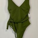 Shade & Shore Women’s One Piece Side Tie Swimsuit Green Size Medium NWT FLAW Photo 0