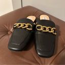 Steve Madden NWOT  Black Mules Square Toe with Gold Accent Size 6 Photo 1