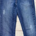 Cache cotton blend lightly distressed flare leg jeans w/embroidery blue sz 6 Photo 2