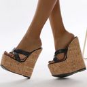 Anthropologie WEDGE HEEL SHOES SANDLE PLATEFORM CORK WOOD LEATHER STRAP NO ANKLE BOHO CHIC Photo 3