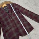 Eddie Bauer  Woman's Classic Wool Blend Blazer Coat Burgundy Plaid 2 Button Lined Photo 15