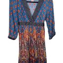 Flying Tomato Boho Floral Dress 100% Viscose Rayon Blue Orange Womens Size Small Photo 0