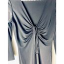 London Times  Black LBD Ruched Sheath Plunge V-Neck Slinky Dress Size 6 Medium Photo 4