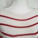 W By Worth  Womens Sweater Size S Stripe Fringe Open Knit White Red Long Sleeve Photo 23