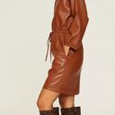 Natori  Vegan Luxe Leather Blouson Dress Brown Womens Size Small Photo 2