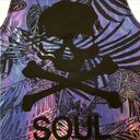 SoulCycle  SKULL BLACK PURPLE LEAF TROPICAL UNISEX PERFORMANCE MESH TANK TOP M Photo 2