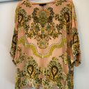 Hale Bob  Silk Kimono Calla Top in Peach Pink Velvet Burnout Casual Blouse XS Photo 2