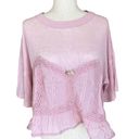 Free People mixed media ruffle tee pink NWT Fall in Love XL Photo 7