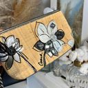 Coach Straw Leather Wristlet Floral Kiss Lock Unique and Rare Special Edition Photo 3