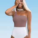 Cupshe  one piece color block one shoulder bow tie swimsuit Photo 1