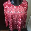 Lands'End  red and white Norwegian reindeer knit long sleeve shirt Photo 0