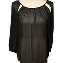 Ro & De NWT  Black Sheer Blouse with Cutouts  Long Sleeve Size Small Photo 0