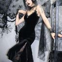 Dolls Kill Black midi Velvet dress size M Photo 0