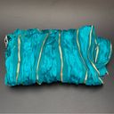 Oscar de la Renta Vintage  Silk Turquoise Scarf With Gold Metallic Thread Photo 2