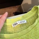 ZARA  Lime Green Mesh Grid Sheer Long Sleeve Layering Top Small Photo 4