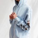 Silence + Noise  Skeleton Flower Hoodie Sweatshirt Light Blue Size Medium Photo 8