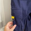 Boston Proper  Capri Sweatpants Womens Small Navy Blue Yellow Pockets Wide Leg Photo 2