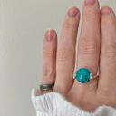 Boutique Southwestern Blue Turquoise Silver Ring “Norma” 7.5 Cowgirl Maximalist Photo 2