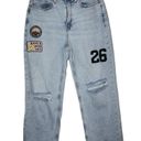 Arizona Jeans Arizona Juniors Jeans Size 7 High Rise Vintage Straight Stonewash Patched Trendy Photo 1