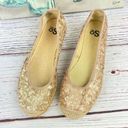 SO  Round Toe Ballet Flats Sequin Espadrille Blush Gold Size 8 Photo 3