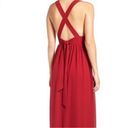 TFNC NEW Burgundy Pleated Deep V-Neck Cross Back Modcloth Maxi Dress Gown Medium Photo 2