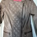 Bernardo Collection by  Taupe Faux Leather Quilted Moto Jacket XS GUC Photo 1