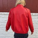 Vintage Cherry Red Leather Bomber Jacket Size M Photo 3