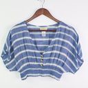 l*space l* Striped V-Neck Crop Top Blue S Photo 0