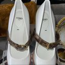 Fendi New  Zucca White Mary Jane FFrame Strap Pump Photo 10