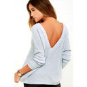 Lulus  Women's‎ Just For You Light Grey Backless Cable Knit Long Sleeve Sweater S Photo 6