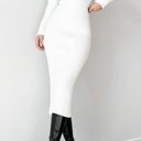 ASOS White Knit Long Sleeve Knee Length Bodycon Casual Sweater Dress Size S Photo 2