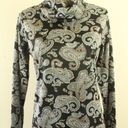 Vintage 70s Polyester Black Gray Polyester Turtleneck Top Size M Photo 2