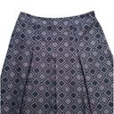 Ann Taylor  Skirt Purple Black Geo Print Silk Cotton Pleated Knee Length Size 8 Photo 2